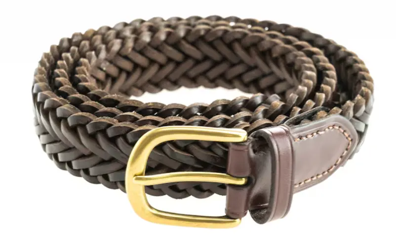 Leather Belt with Gold Buckle